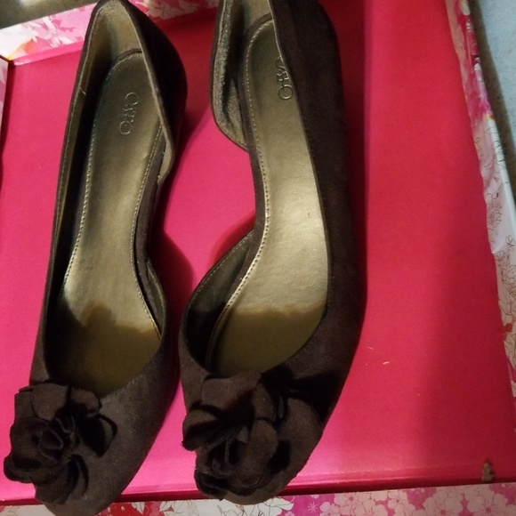 Cato Brown Felt Suede 9M Wedge - Picture 2 of 6